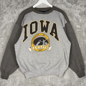 Vtg Iowa Hawkeyes Sweatshirt Mens Medium 2 Toned Grey Galt Crew University Logo